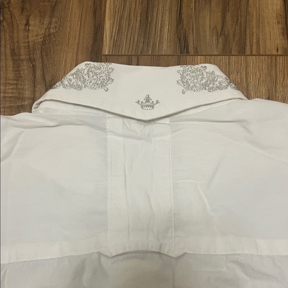 Vintage English Laundry White Dress Shirt with Silver Embroidery Sz XL - Picture 8 of 12